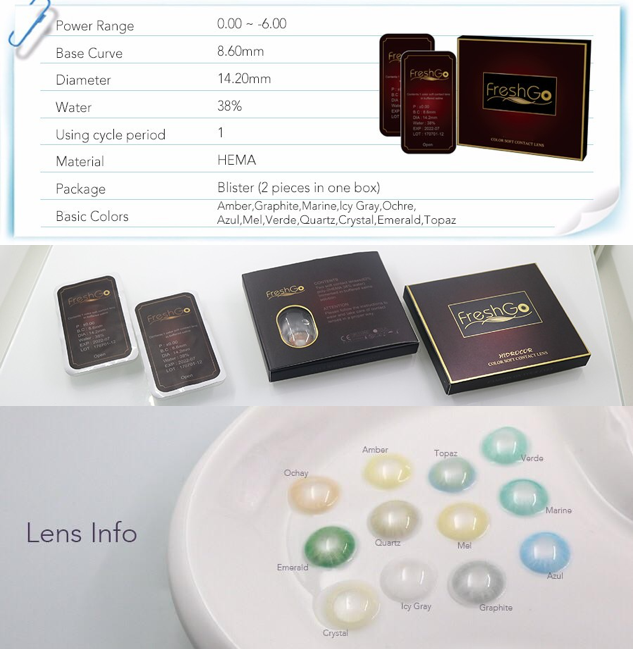 FreshGo® Hidrocor Colored Contact Lenses - AZUL - FreshTone.US